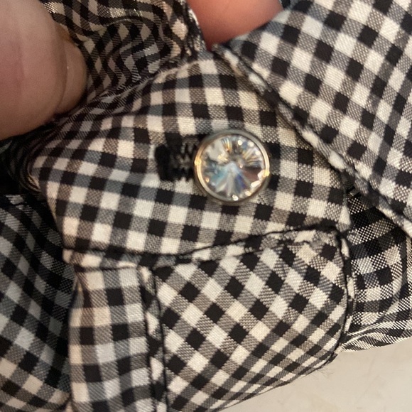 Joseph Ribkoff women’s gingham checked button up cropped blouse in size 14 - Picture 8 of 12